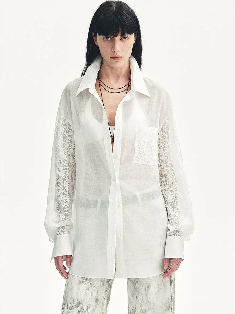 "Ideal Spring Day" Jacquard Hollow Drop Shoulder Shirt Summer - Modz Designs