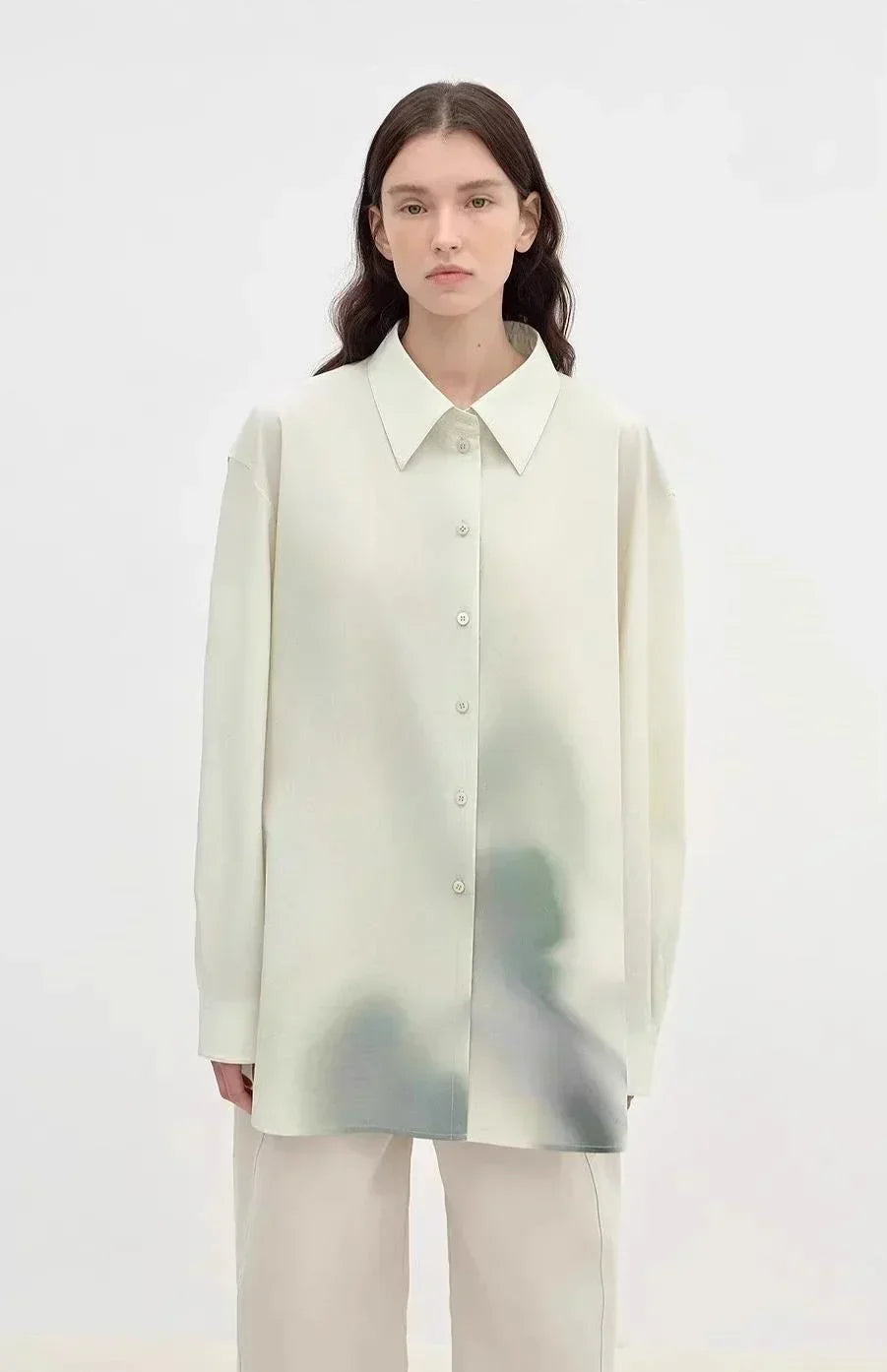 "Green Time" lapel side slit two-wear cotton printed shirt - Modz Designs