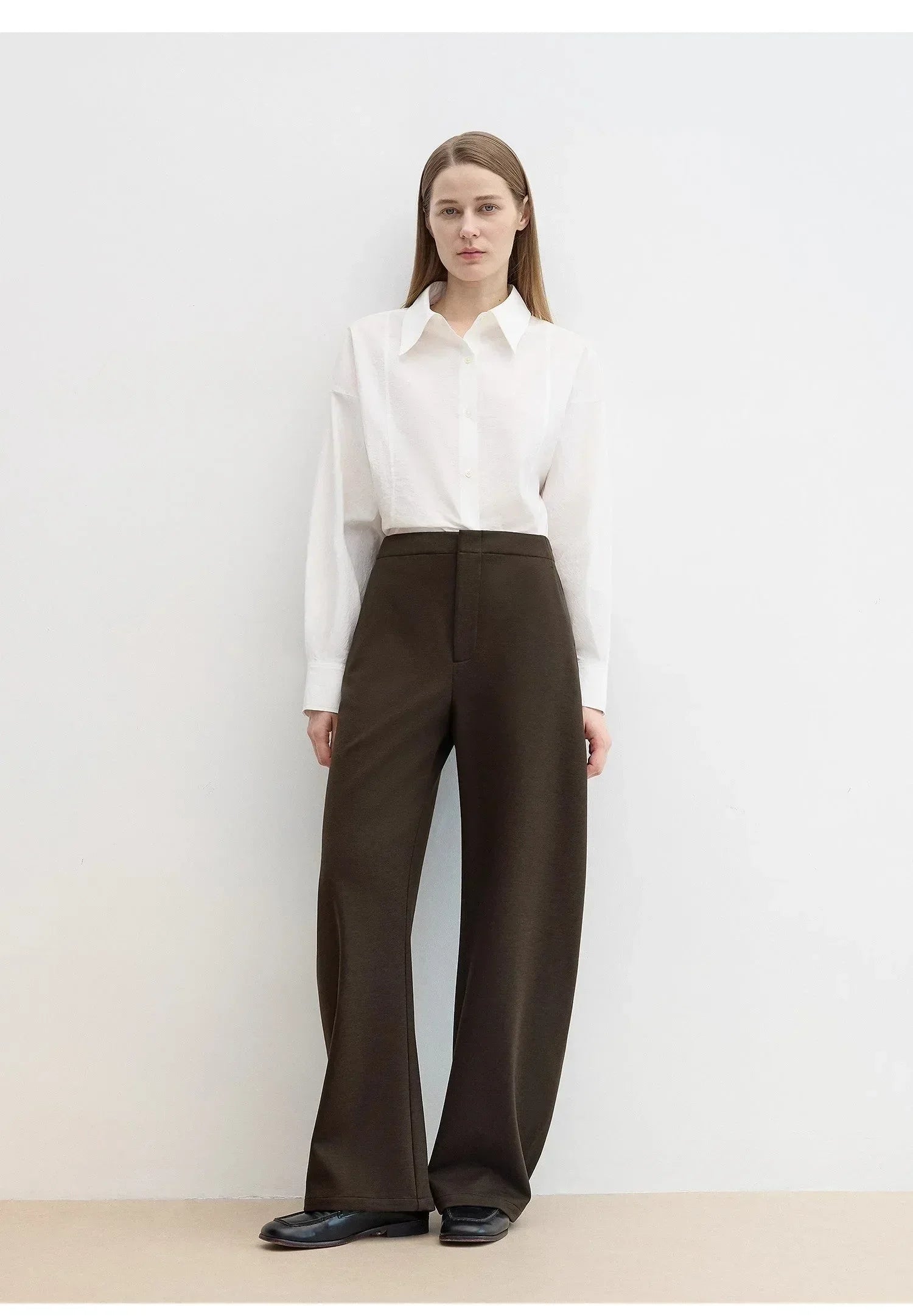 "Nostalgic Stroll" Wool Blended High Waist Curved Scimitar Casual Pants for Women - Modz Designs