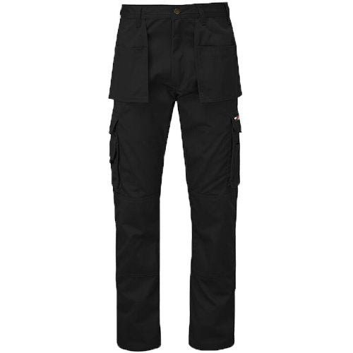 Mens Tuffstuff Pro Work Trousers - 711 in black with multiple pockets for tools and knee pads.