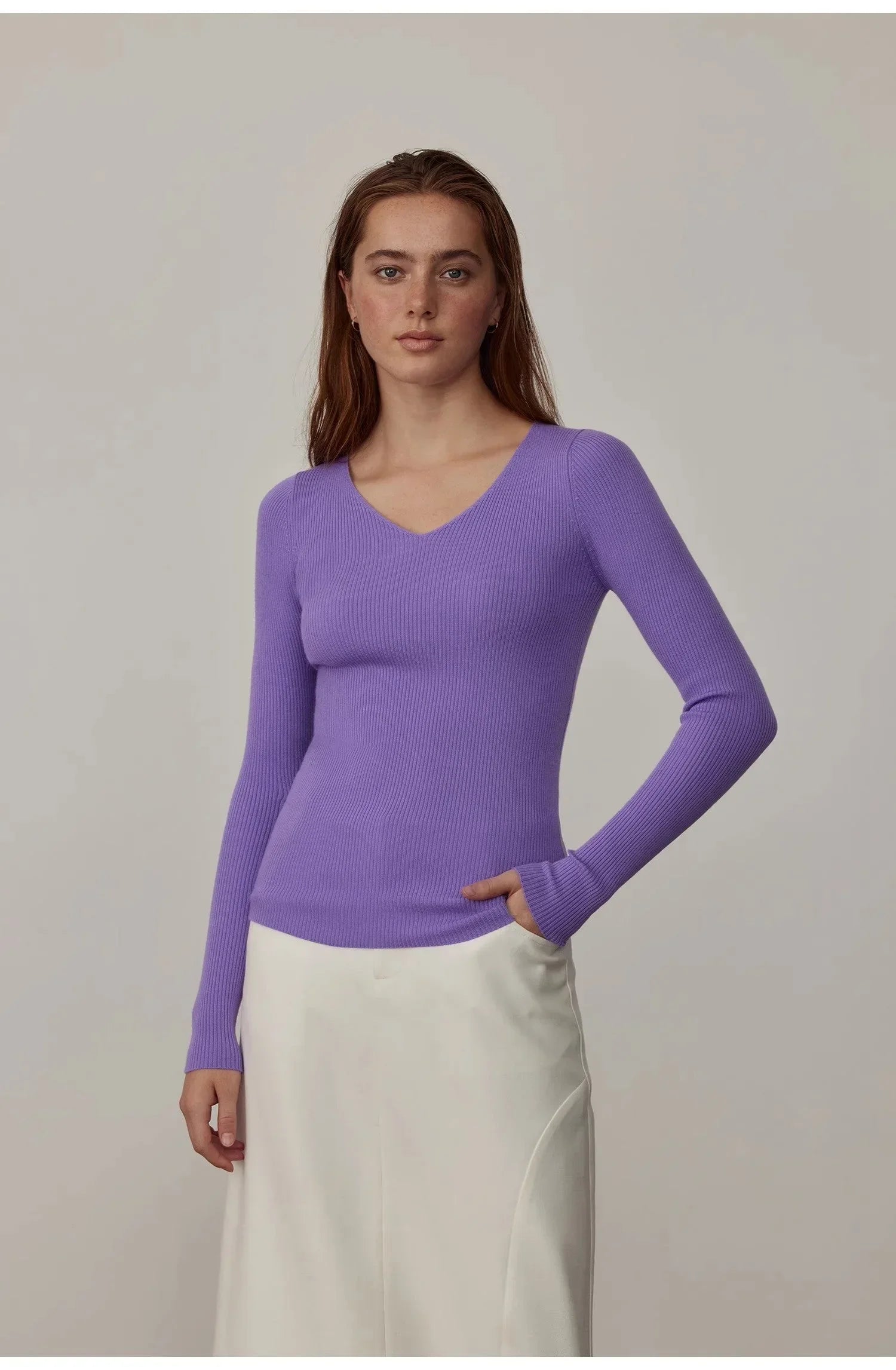 "Stobe" worsted low-waisted fashionable versatile suit retro neutral straight skirt - Modz Designs