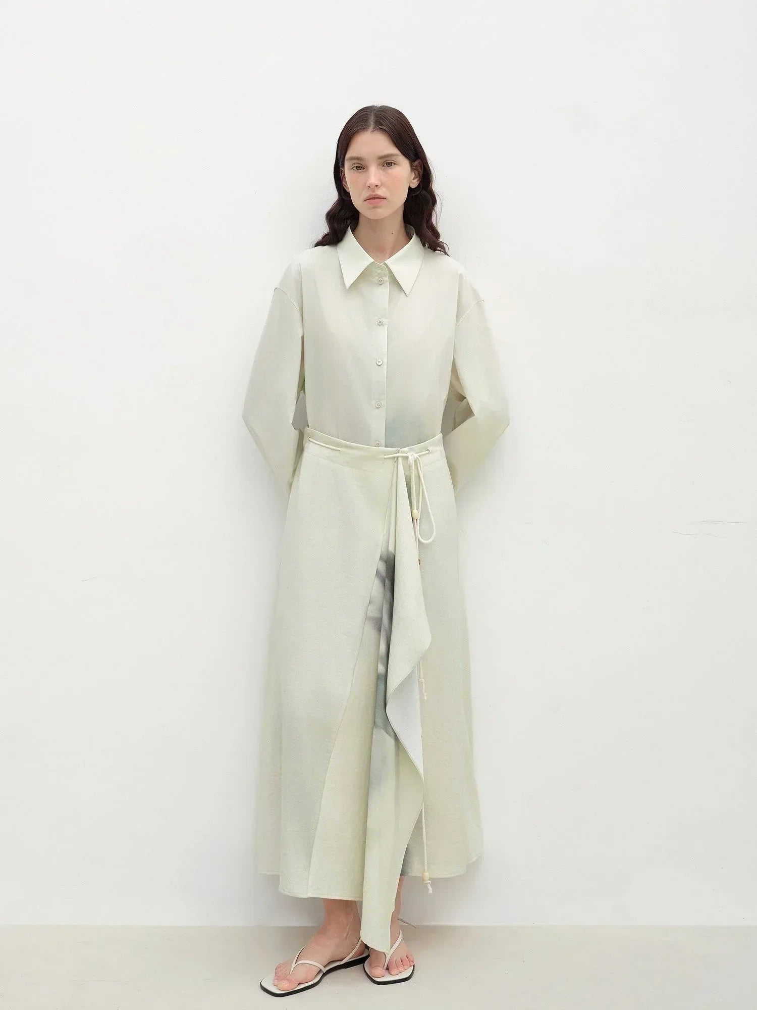 "Green Time" lapel side slit two-wear cotton printed shirt - Modz Designs