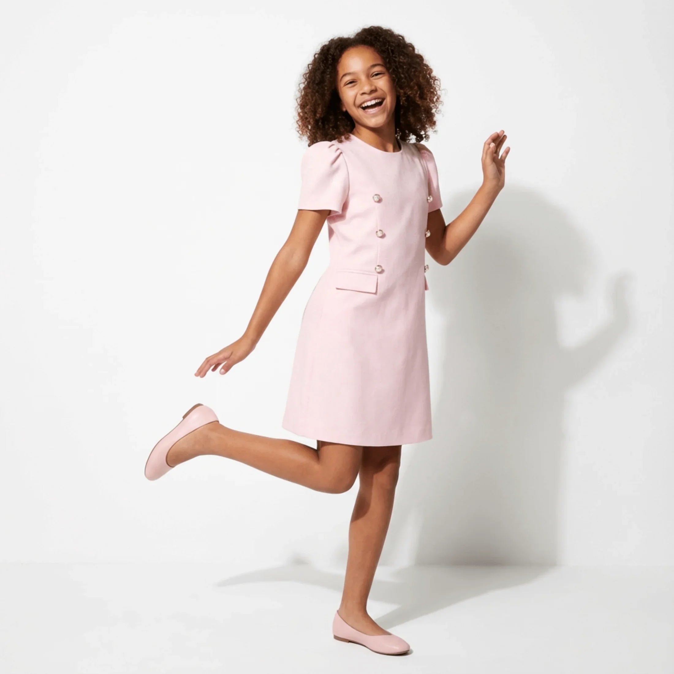 royal button a-line girls dress