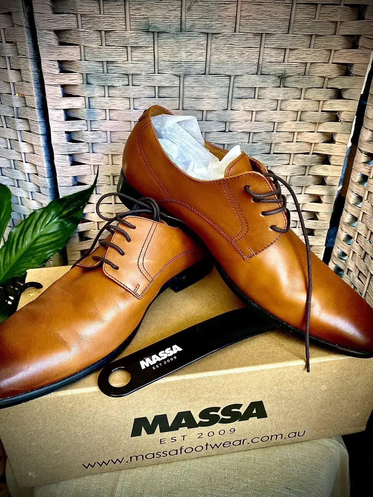 NNEDSZ Massa Ascoli Leather Derby Dress Lace Up Shoes Wedding Business Formal in Tan - UK 11 - Modz Designs