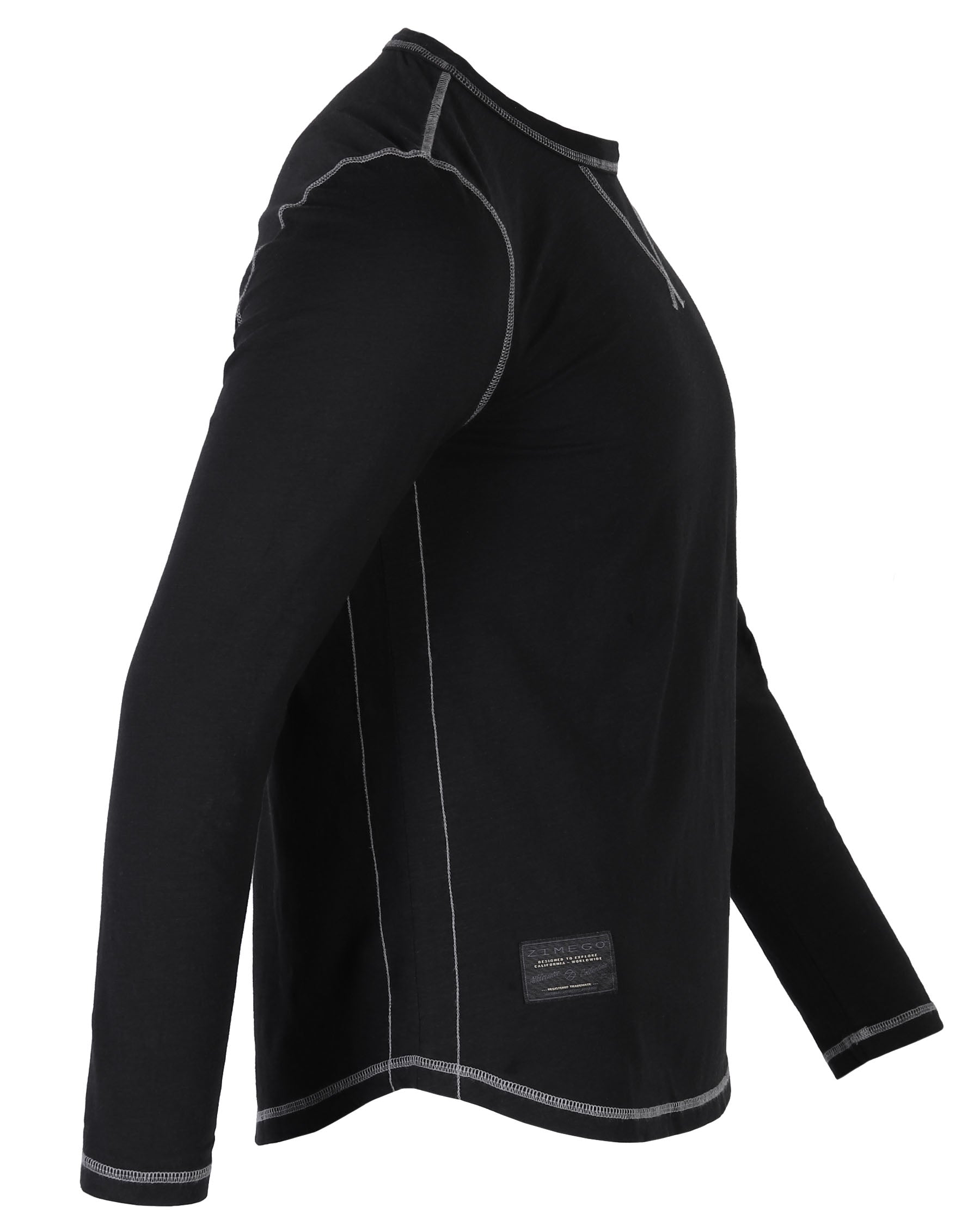 Signature Classic Long Sleeve Crew Neck T-Shirt for Men in black with contrasting stitching and a stylish fit.