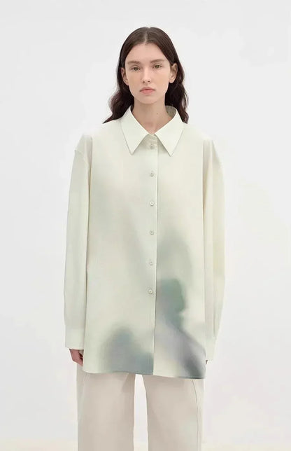 "Green Time" lapel side slit two-wear cotton printed shirt - Modz Designs