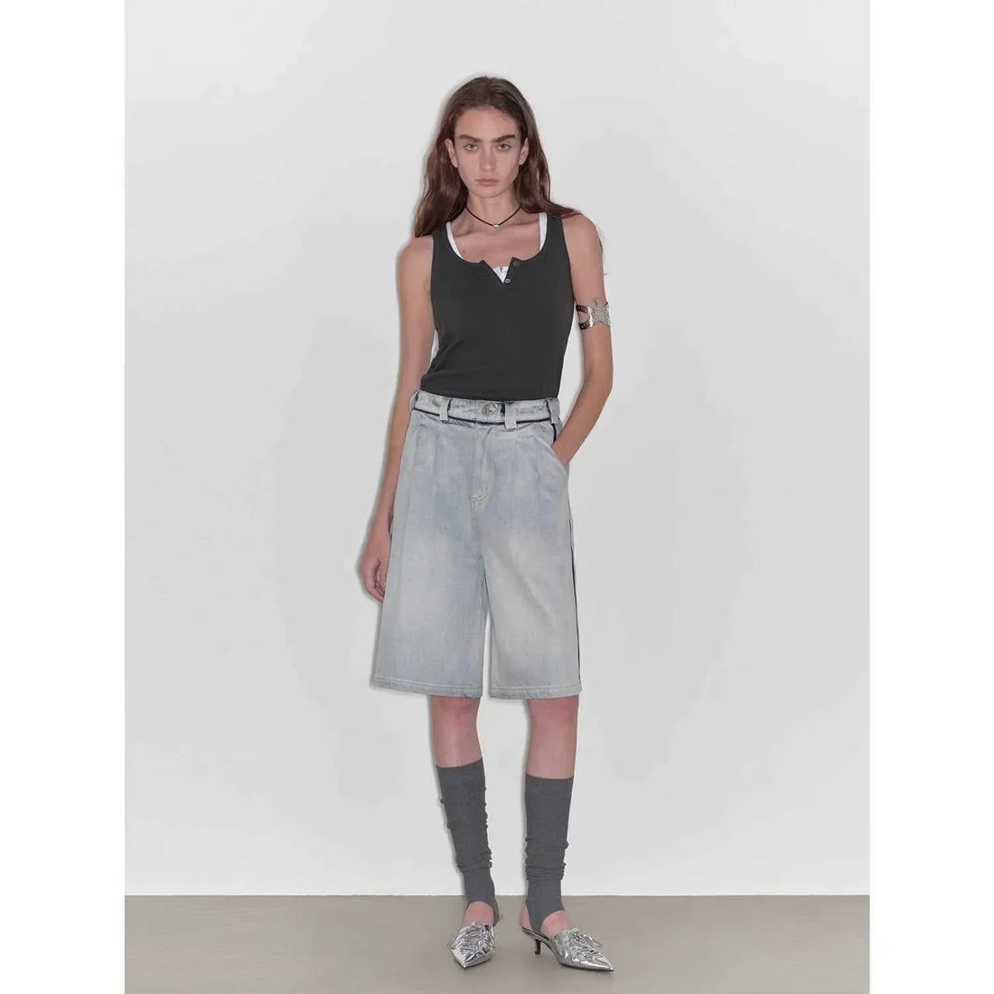 “Unruly Sonata” Neutral Style Loose Feeling Imported Washed Mid Rise Bumped Side Wide Leg Washed Denim Mid Pants - Modz Designs