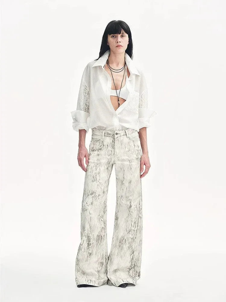 "Ideal Spring Day" Jacquard Hollow Drop Shoulder Shirt Summer - Modz Designs