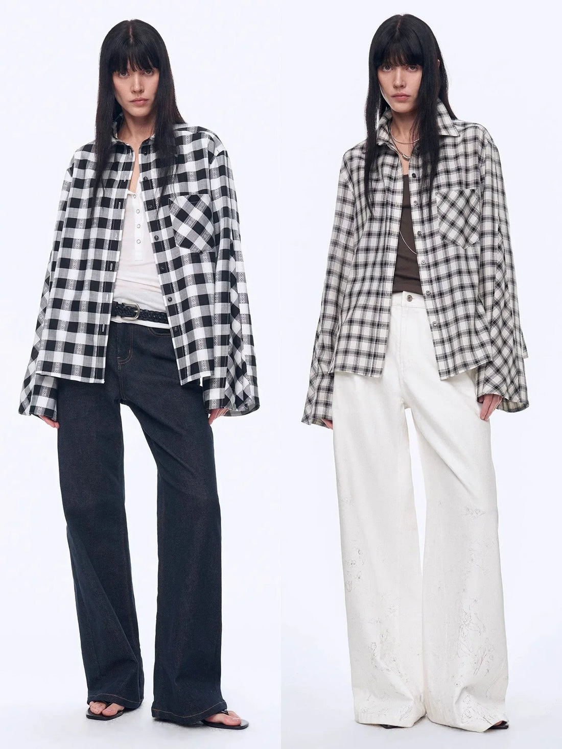 "Style Diary" Tencel acetate jacquard check dropped shoulder shirt - Modz Designs