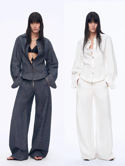 "Berlin Afternoon Tea" Refreshing breathable twill linen deconstructed silhouette old money style waist shirt top - Modz Designs