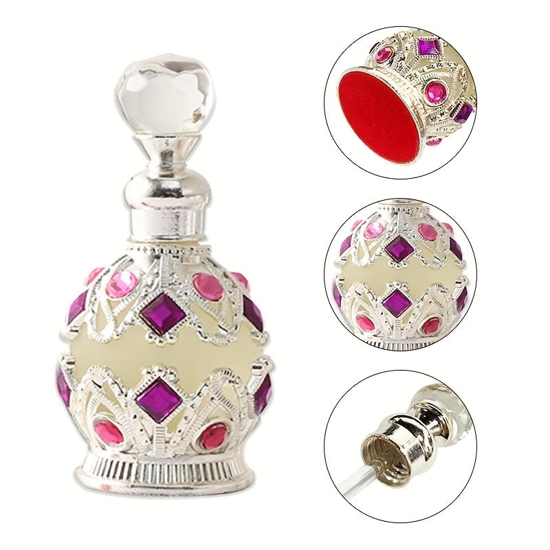NNETM Luxury Dubai Floral Perfume Oil for Women, decorative bottle with gemstones, 15ml capacity, elegant design.