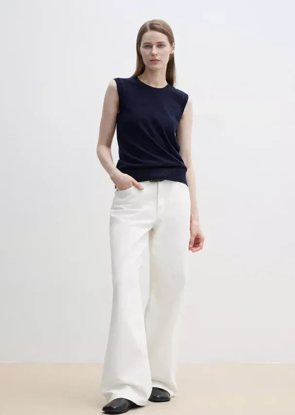 "Six Pence" round neck knitted sweater vest for women - Modz Designs