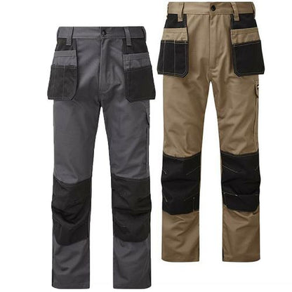 Mens Tuffstuff Excel Work Trousers - 710 in grey and beige with holster and knee pad pockets