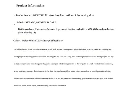 "Moonlight Essence" Machine Washable 48S Wool Pile Collar Bottoming Shirt Slim Fit Inner Knitted Sweater for Women - Modz Designs