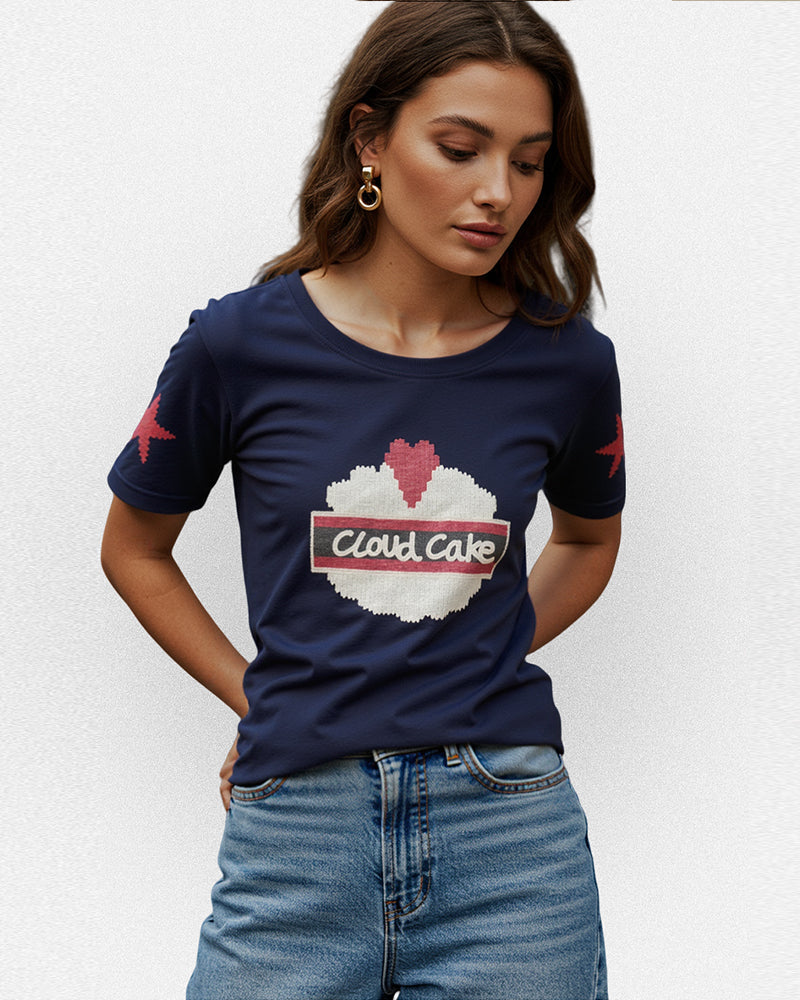 [DFRAME] Cloud Cake Star Sleeve Summer Pure Cotton Women&