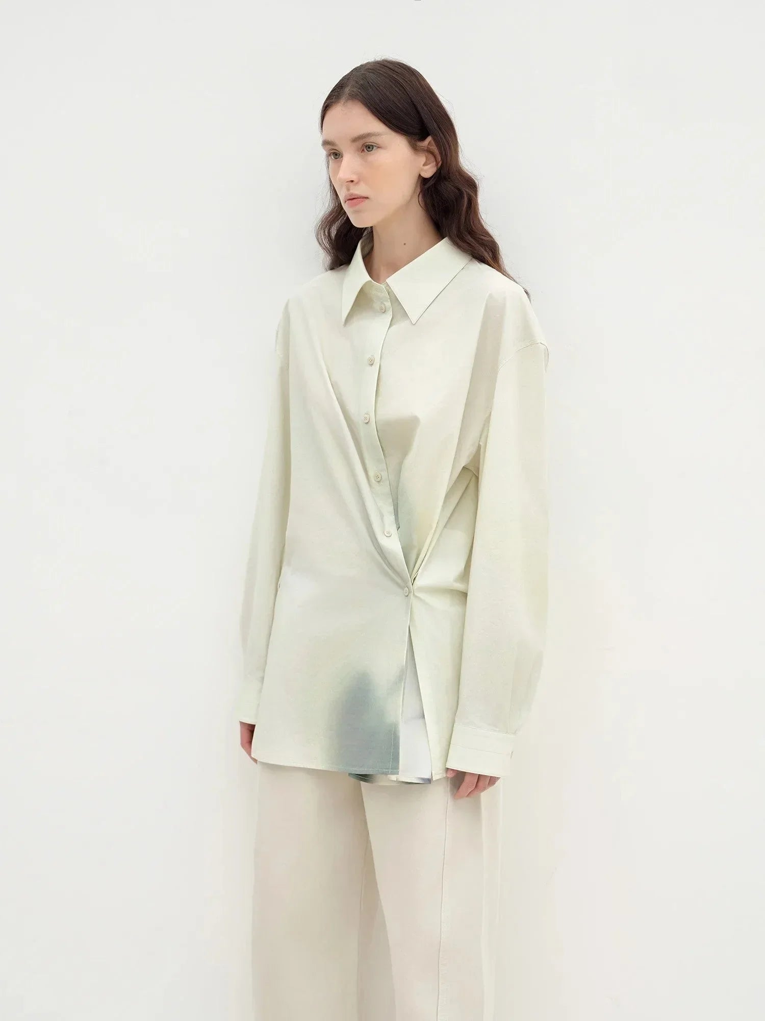 "Green Time" lapel side slit two-wear cotton printed shirt - Modz Designs