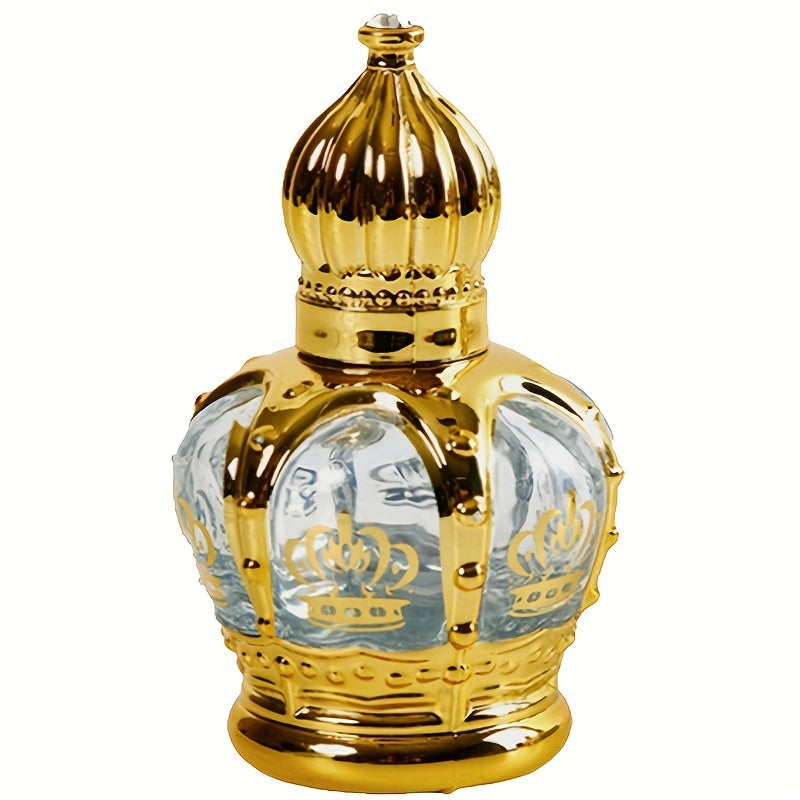Roller Perfume Oil Long Lasting Floral Fragrance in a decorative gold crown-shaped bottle.