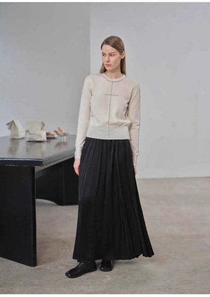 “Imbell"Imported Yangtze 30NM Contrast Stitch Wool Knit Skin-Friendly Short Top - Modz Designs