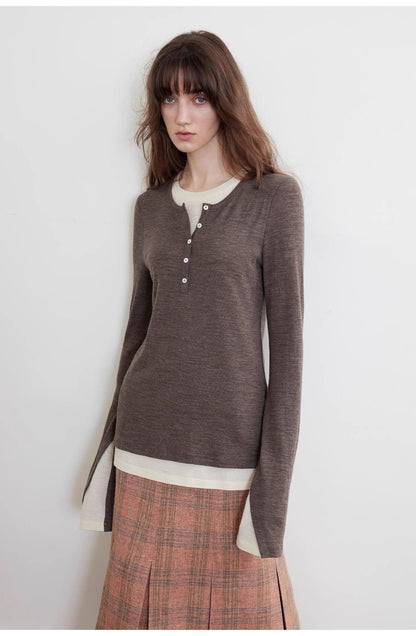 "Letter from Munich" elastic skin-friendly all-wool sweater women&