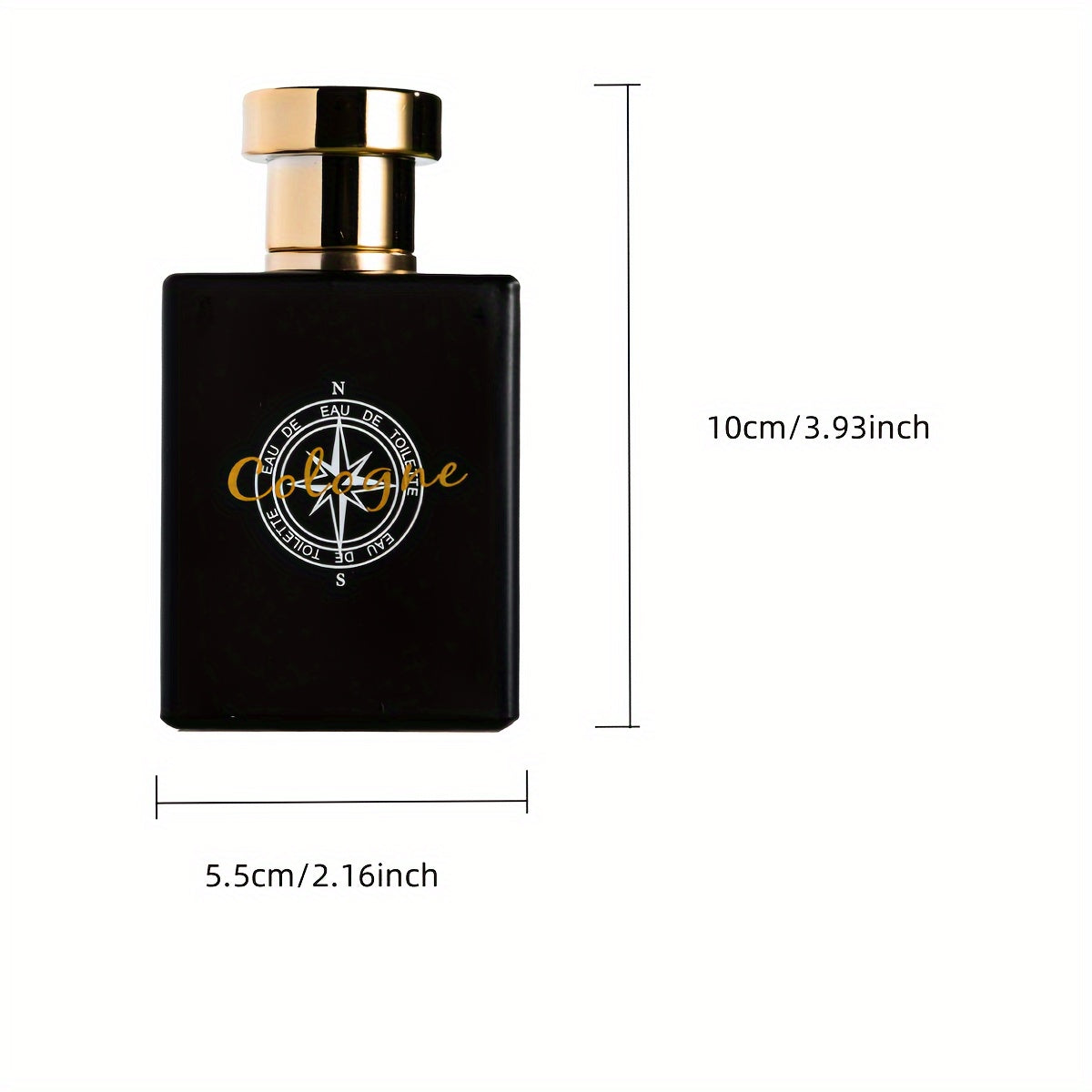 Cologne Ocean Perfume for Men &amp; Women 50ml black bottle with compass design, dimensions 10cm x 5.5cm.