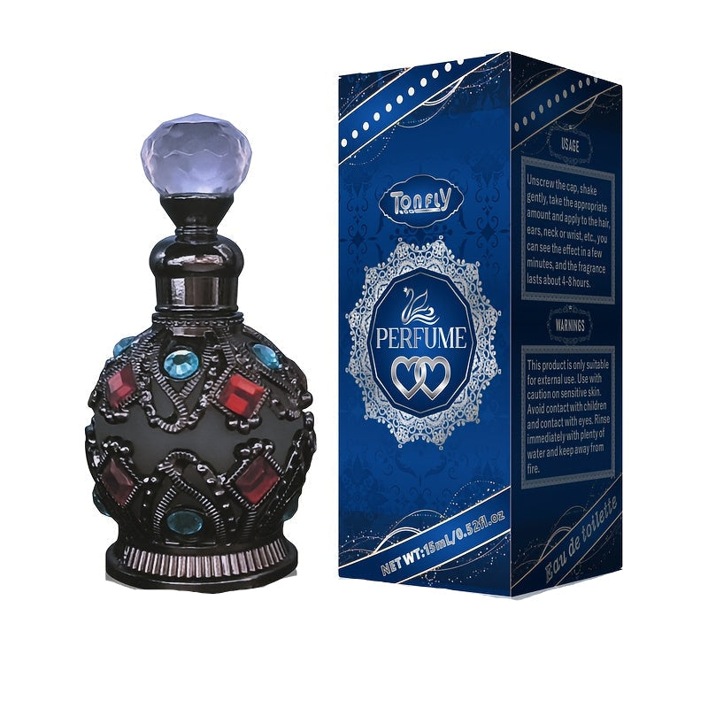 Enchanted Arabian Dreams Essential Oil Perfume in elegant bottle, showcasing luxurious floral and fruity scent.