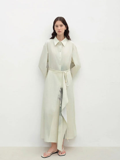 "Green Time" lapel side slit two-wear cotton printed shirt - Modz Designs