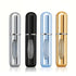 5ml Portable Perfume Atomizer Spray Bottle in silver, black, blue, and gold colors.