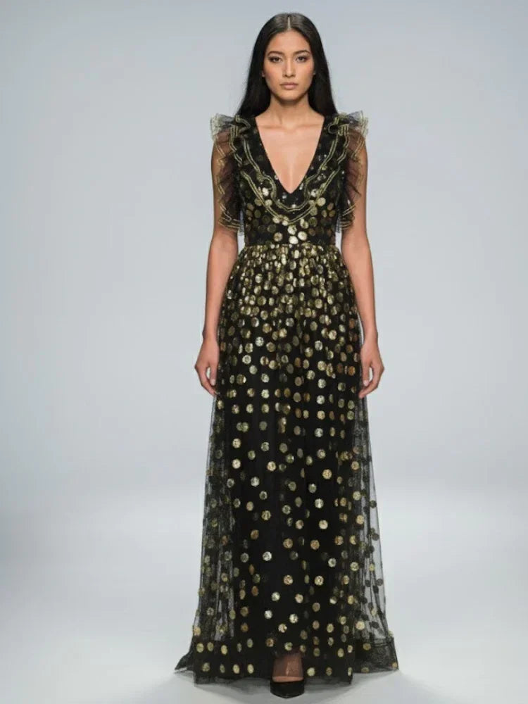 Black Floral Long Gala Dress SOHO: Prêt-à-Porter Line BYMANYC ® New York - Modz Designs