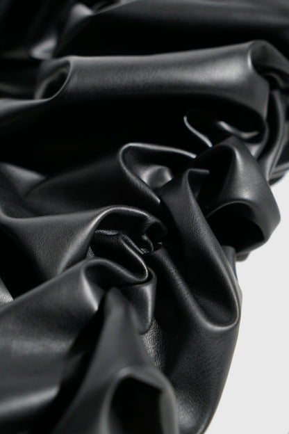 Metal Logo Pinched Comfortable Faux Lambskin Jeans - Modz Designs