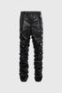Metal Logo Pinched Comfortable Faux Lambskin Jeans - Modz Designs