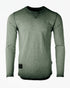 ZIMEGO Mens Long Sleeve Crewneck Oil Wash Vintage Raw Edge Hem Hipster Hip-Hop T shirt in Dusty Silver color.