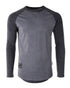 ZIMEGO Mens Athletic Fit Baseball Retro Contrast Long Sleeve Raglan T-Shirt in gray with contrasting sleeves.