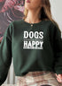 Dogs Make Happy Sweat Shirt displayed on a model, featuring a stylish design and vibrant print in a chic setting.