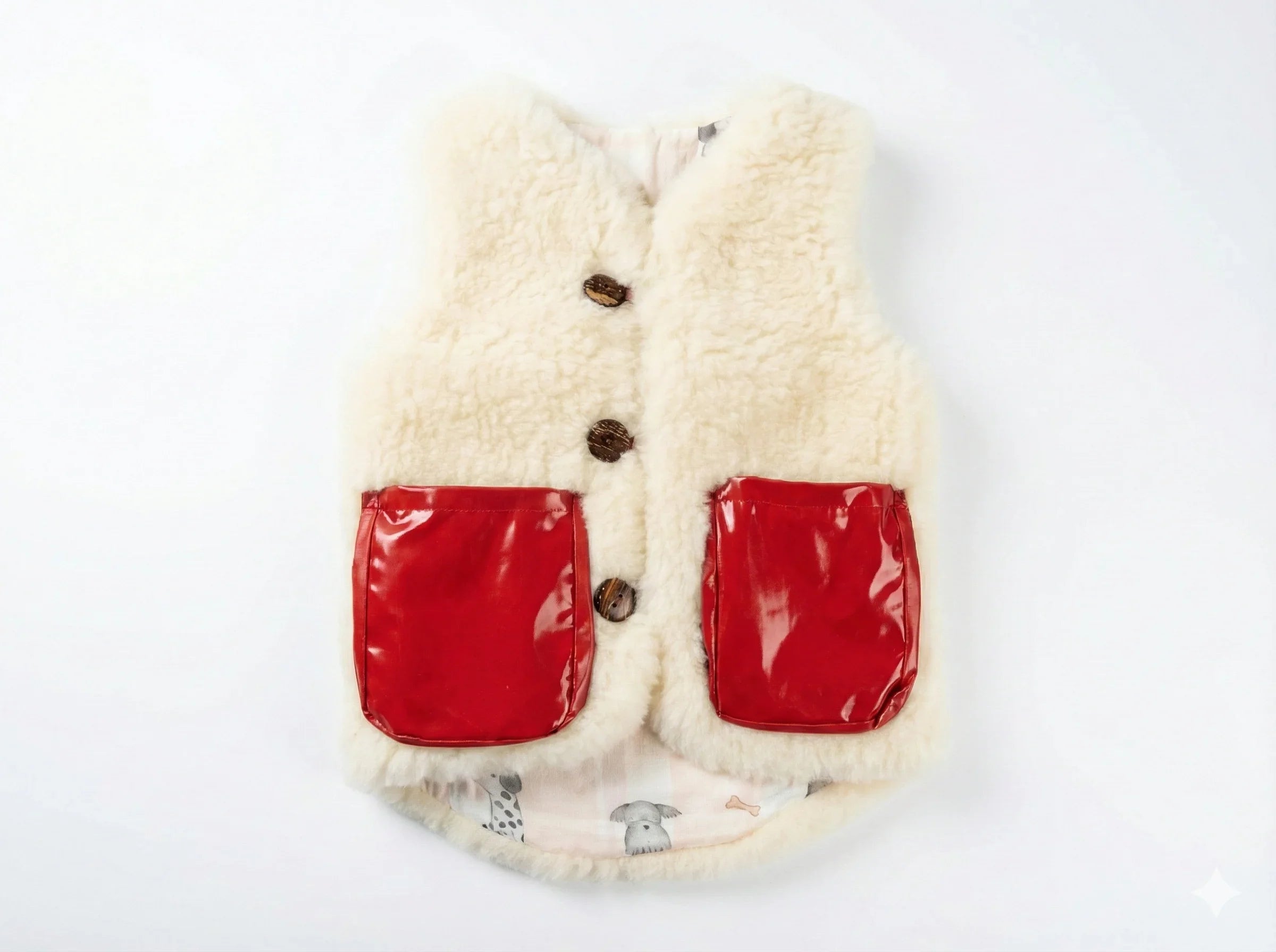 Baby/Kid Virgin Wool Vest - White/Red