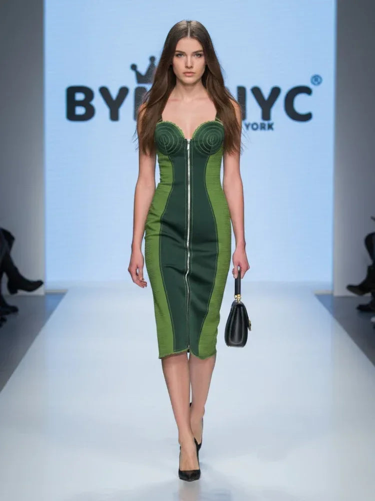Green Midi Day Dress CENTRAL PARK: Prêt-à-Porter Line BYMANYC ® New York - Modz Designs