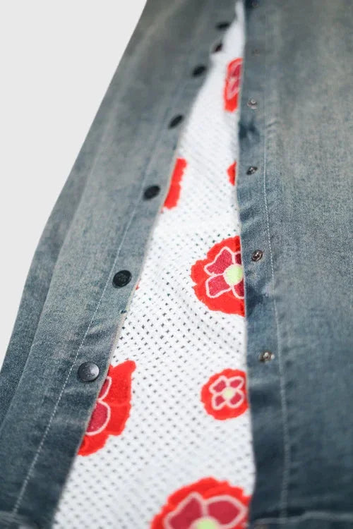 Opium Stone Wash Open Crochet Denim Jeans - Modz Designs