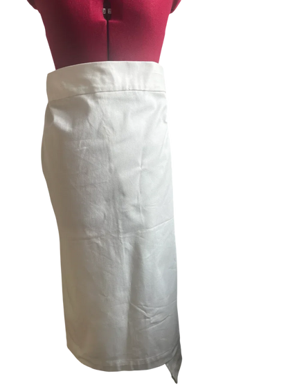 End of roll White Cotton Denim Wrap Midi Skirt - Modz Designs