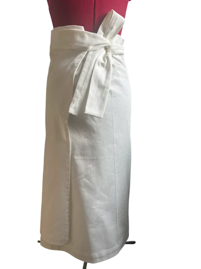 End of roll White Cotton Denim Wrap Midi Skirt - Modz Designs