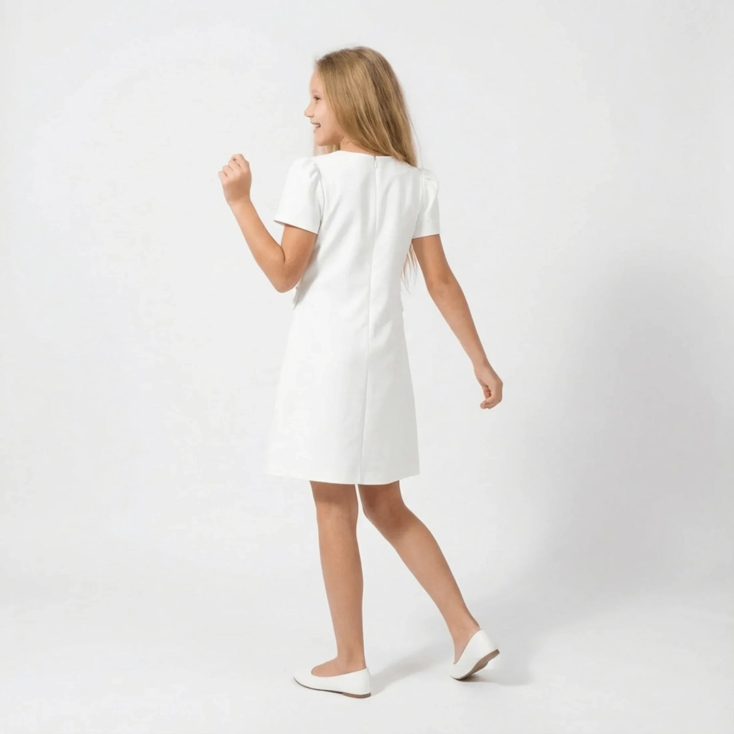 royal button a-line girls dress