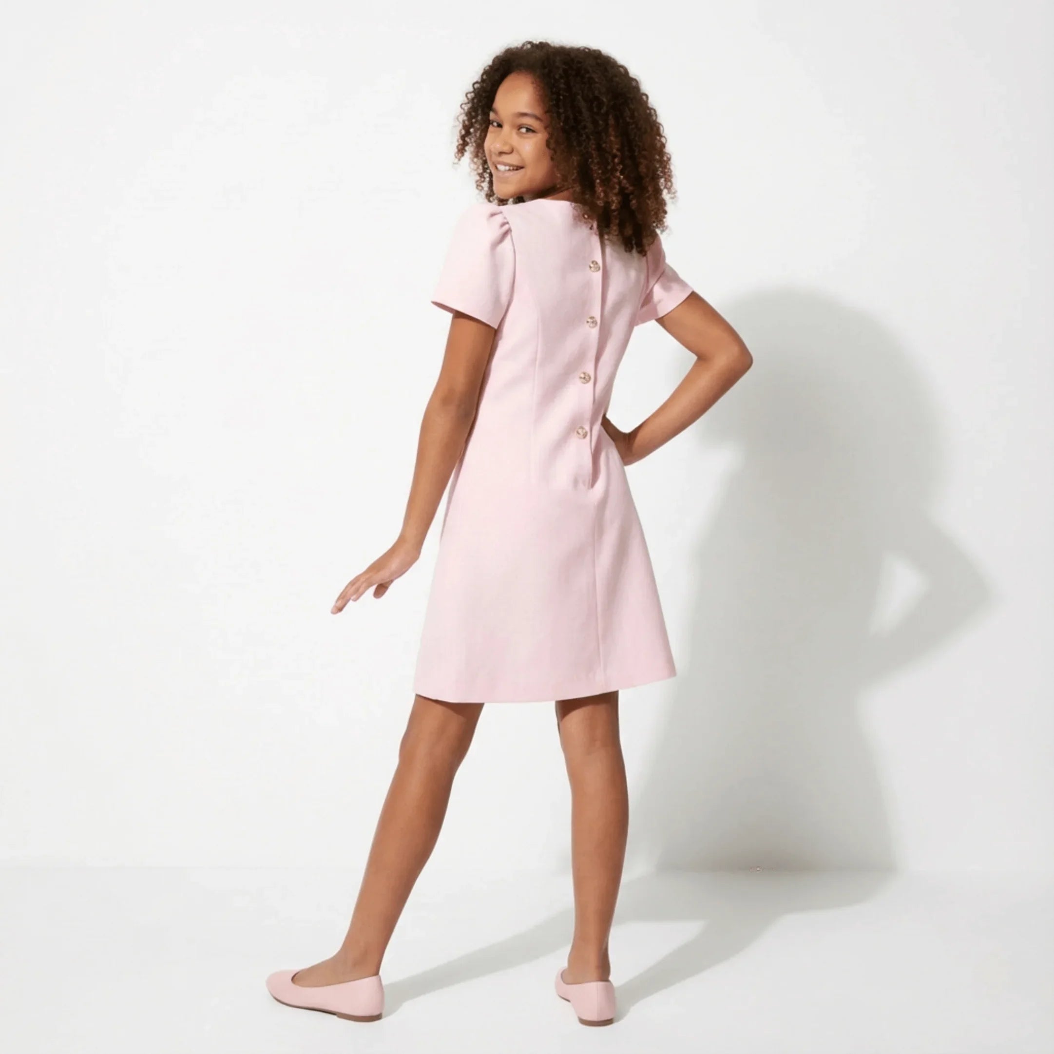 royal button a-line girls dress