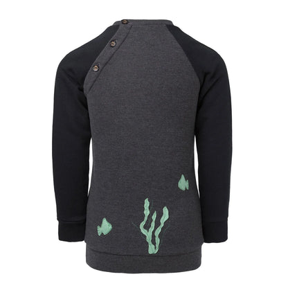 Sweatshirt with Marine Application featuring playful design and raglan sleeves for kids.