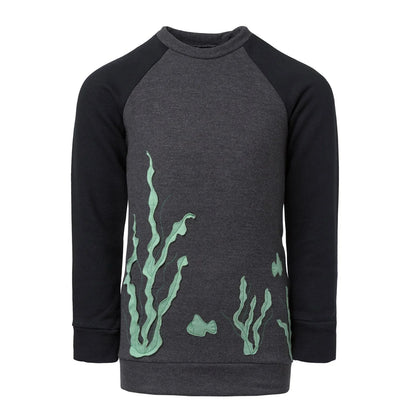 Sweatshirt with Marine Application featuring playful marine design and comfortable raglan sleeves for kids.
