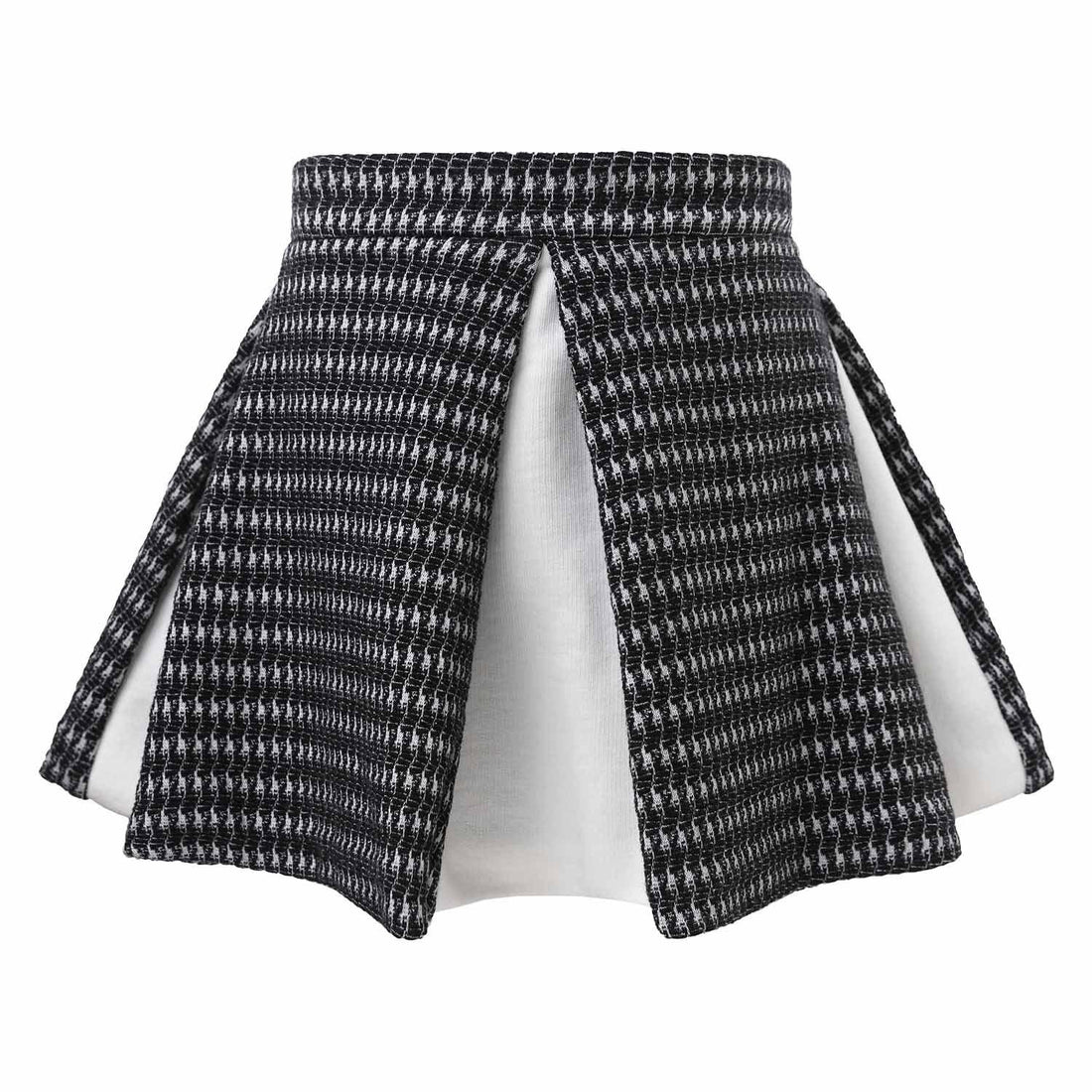 Mini Circle Skirt inBlack and White made from organic Pied-de-poule fabric for babies and little girls.