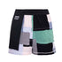 Zero Waste Patchwork Shorts featuring colorful patchwork design and adjustable drawstring.