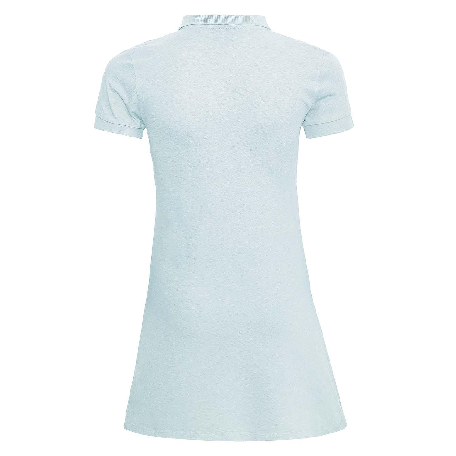 Back view of the Mint Green Girls Polo Dress, showcasing soft organic cotton fabric and stylish design.