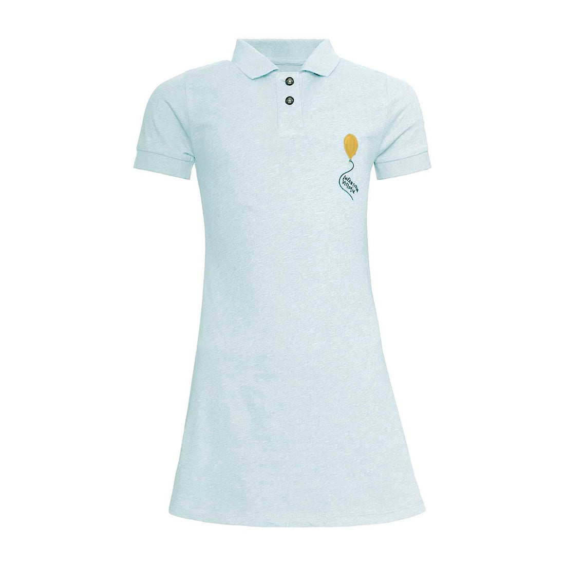 Mint Green Girls Polo Dress featuring a cute balloon design, made from soft organic cotton for comfort and style.