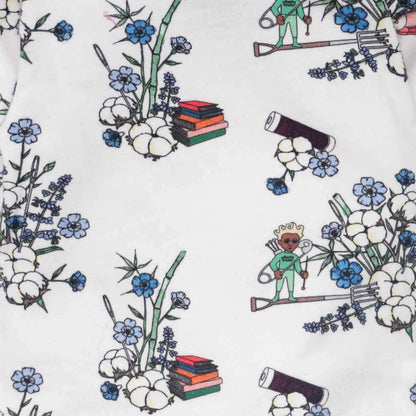 organic cotton kids sweatpants Kids Sweatpants in White Print featuring a playful floral and character pattern for stylish comfort.