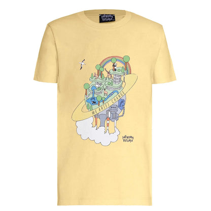Graphic T Shirts for Boys and Girls - Earth Day Print in yellow with fun eco-friendly graphic design.