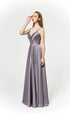 J19025 V-neck ball gown in rich berry hue with pockets and A-line silhouette, perfect for prom.