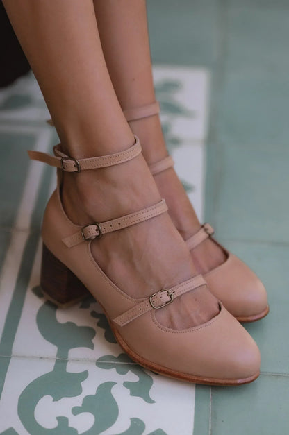 Jardin Block Heel Leather Pumps - Modz Designs